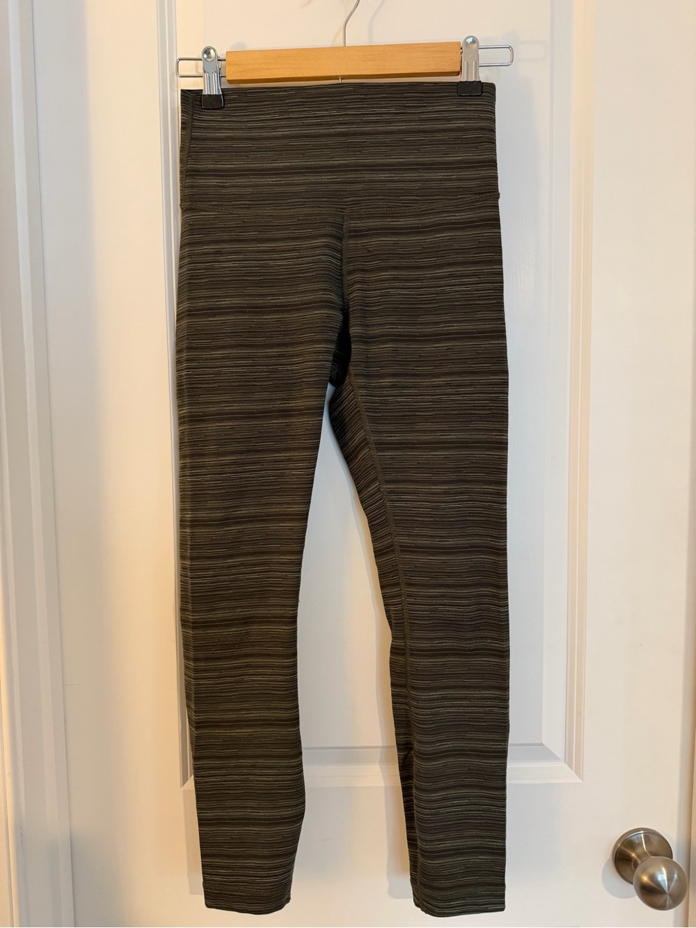 lululemon athletica Olive Green Striped Leggings